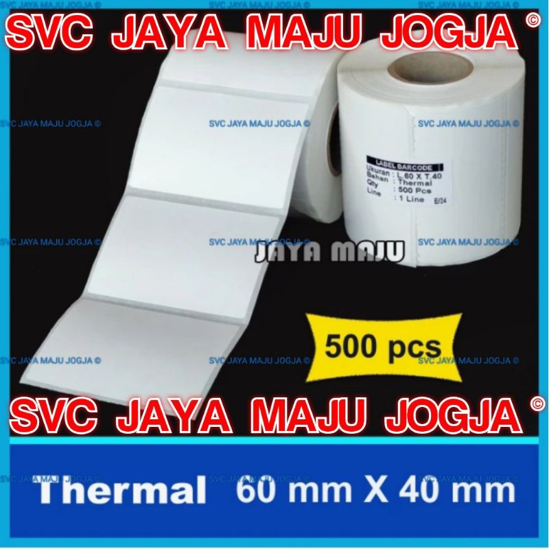 

60 X 40 THERMAL TOP COAT - 1 LINE - FACE OUT - ISI 500 PCS || CORE 1" || LABEL BARCODE TANPA RIBBON DIRECT THERMAL || 60X40 6 X 4 CM - LABEL PRICE TAG HARGA BAJU DISTRO FASHION PABRIK GARMEN KONVEKSI PAKAIAN TOKO ROTI MAKANAN SNACK CEMILAN