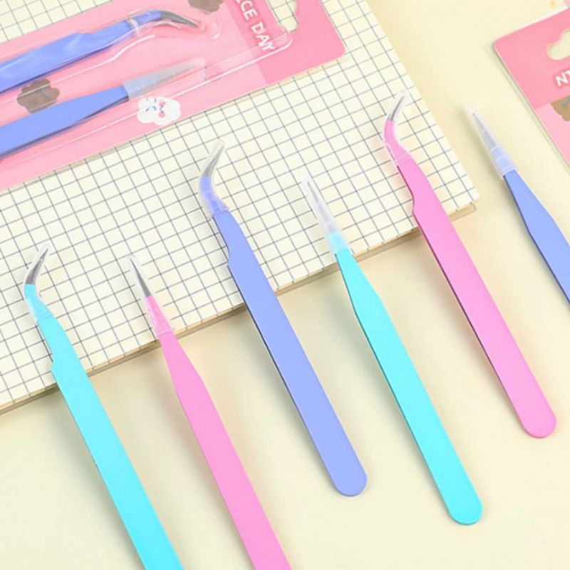 

Tweezer Sticker Pinset Penjepit Capit Stiker Bengkok Lurus Lengkung Warna Soft Estetik