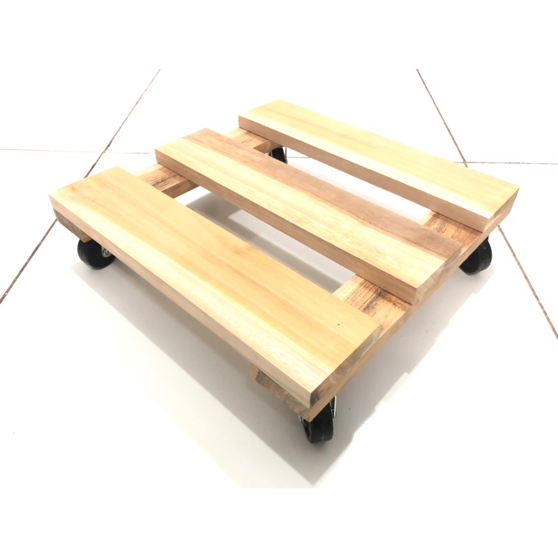 TATAKAN ALAS KAYU RODA ELPIJI / GALON / DISPENSER /POT BUNGA DLL