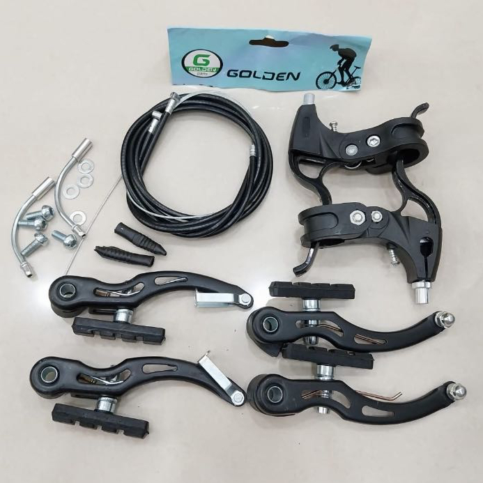 Fullset rem sepeda rem v brake 1 set golden rem V brake sepeda