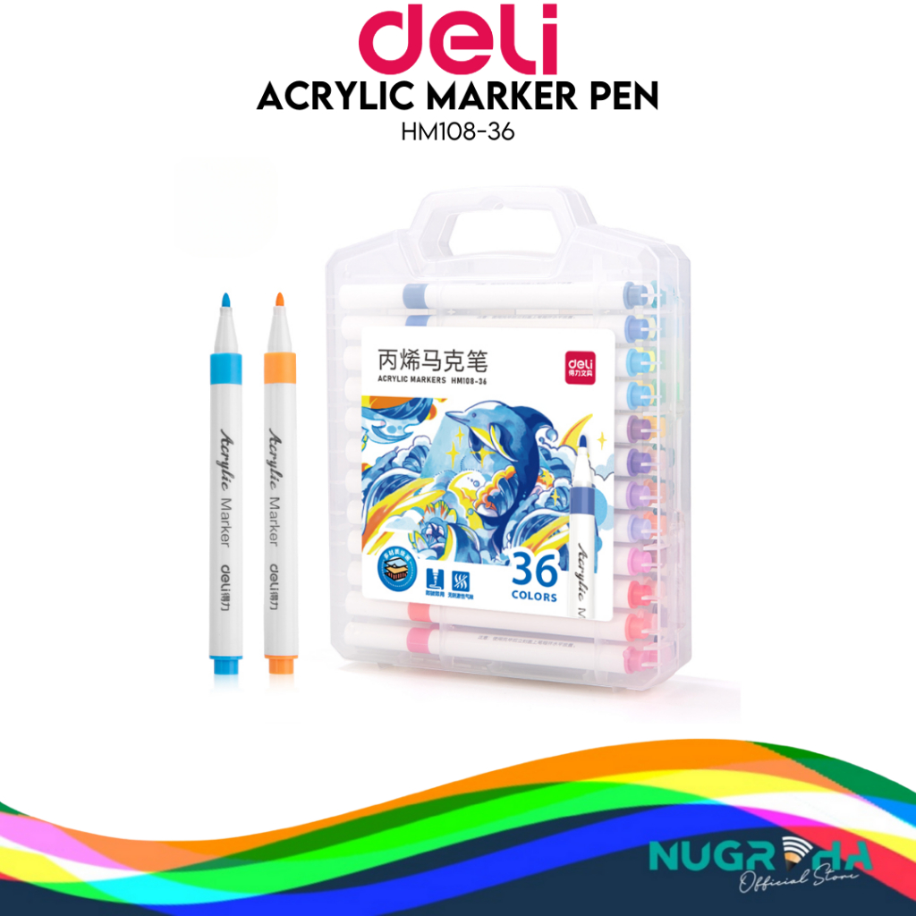 

Deli Acrylic Marker Set HM108-36 Warna | Spidol Akrilik