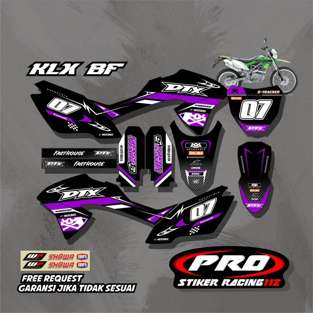 sticker decal klx bf 150 desain terbaru free request nama nmr dll