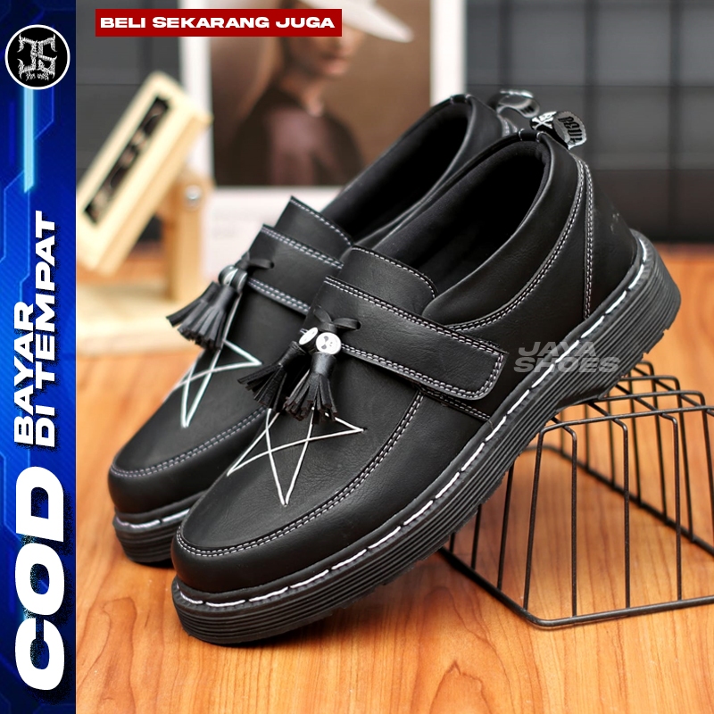 Chloe Sepatu docmart pria nightmare pantofel loafers hitam casual kerja kuliah wisuda
