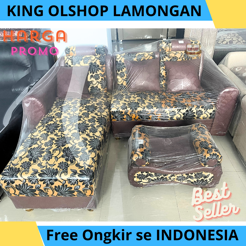 Satu Set Sofa Sudut Kupu-Kupu Merah Maroon [Lamongan}