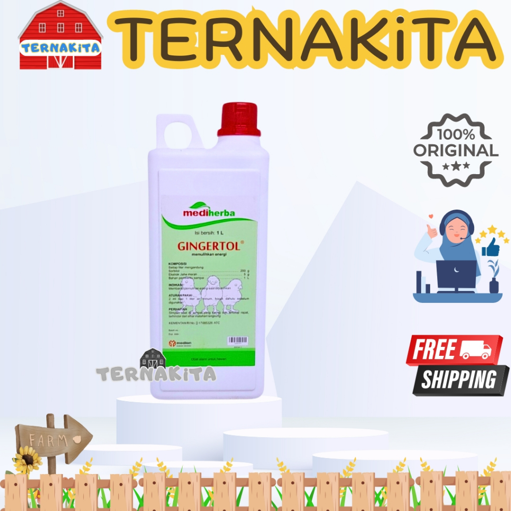 GINGERTOL 1 Liter L - Obat Suplemen Herbal Unggas Ayam Penguat Tenaga Stamina Jahe Merah Sorbitol