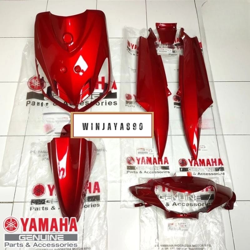 COVER BODI BODY HALUS FULL SET MIO SMILE WARNA MERAH MARUN ORIGINAL YAMAHA