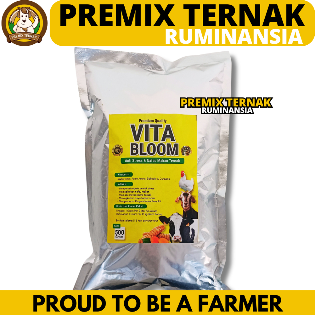 VITA BLOOM 500 GRAM - Vitamin Lengkap Penambah Nafsu Makan Hewan Ternak Domba Kambing Sapi Babi Kuda