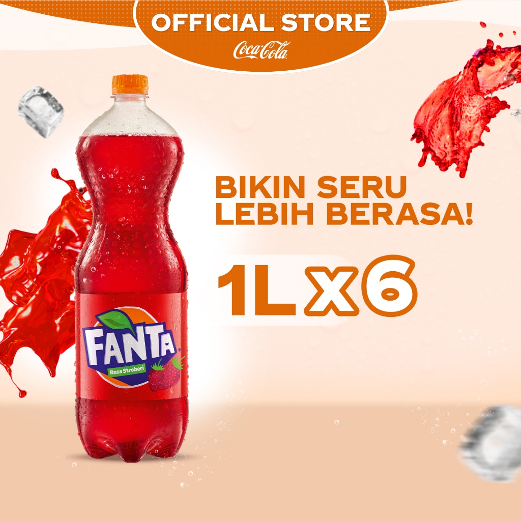 

Fanta Rasa Strawberry Minuman Soda - Botol 1L x 6pcs