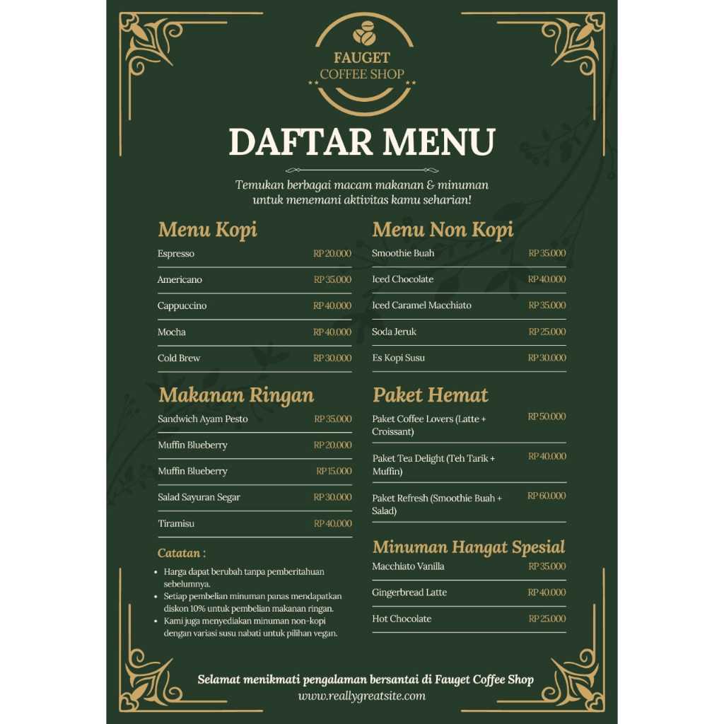 Daftar Menu|Daftar Menu Makanan|Daftar Menu Minuman