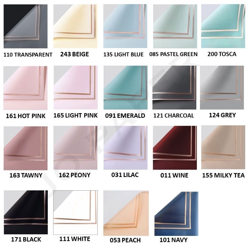 

[5 LEMBAR ] KERTAS CELLOPHANE LIST EMAS KOREA KERTAS WRAPPING WATERPROOF GOLDEN EDGE WRAPPING PAPER// KERTAS BUKET