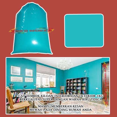Cat tembok Warna Biru Tosca / Cat Tembok Kiloan Super 1 Kg / Cat Tembok 1Kg