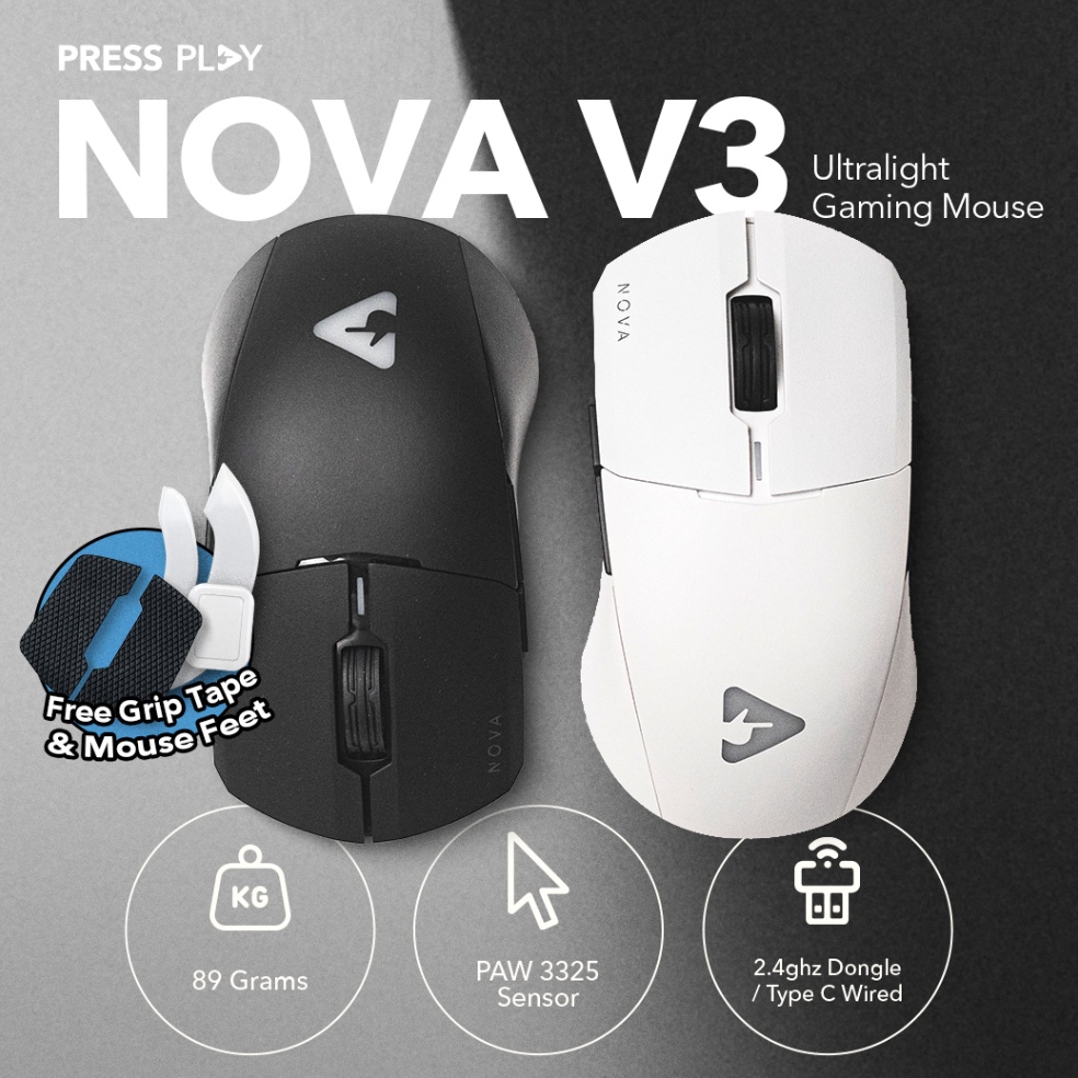 Terlaris NOVA V3 Ultralight Wireless Gaming Mouse 24ghz by Press Play