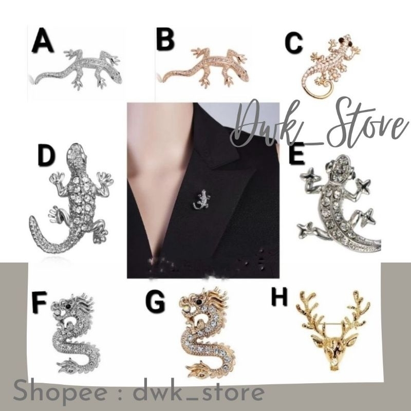 Bros Peniti Pria / Pin / brooch Jas Kemeja Pria / Bros Pengantin Pria / laki laki naga cicak rusa
