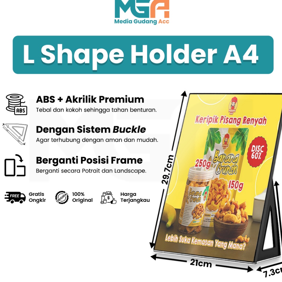 

Good Sale UHOOTEMPAT BROSUR AKRILIK L A4 TENT HOLDER ACRYLIC TENT CARD DISPLAY