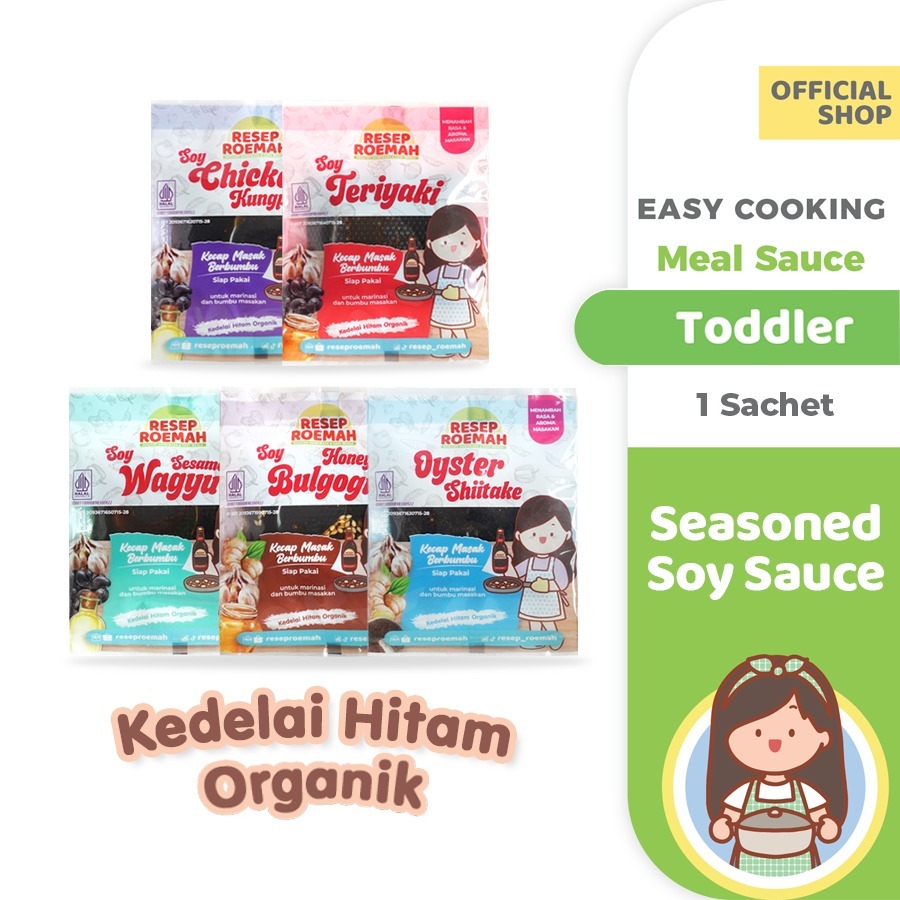 

RESEPROEMAH Kids Seasoned Soy Sauce / Kecap Masak Berbumbu untuk Anak / Kedelai Hitam Organik No MSG