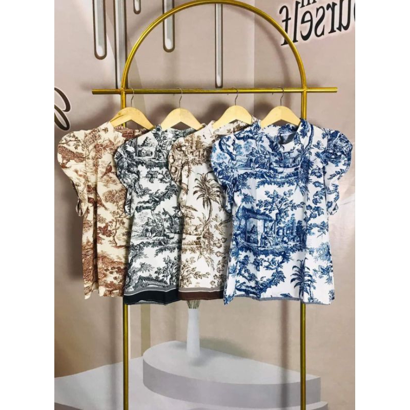 Atasan Batik wanita  Lengan Puff Import