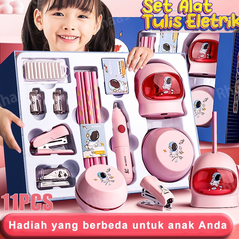 

KODE P2Y Rhaast Electric Stationery Set Set Alat Tulis Elektronik Rautan Penghapus Vacuum Pencil 11 In 1Set Alat Tulis Elektronik Belajar Anak Perempuan Kado