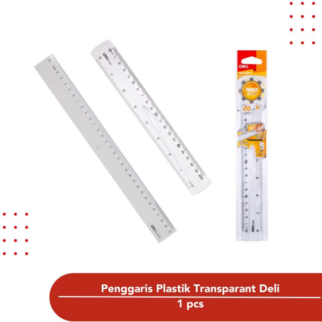 

Penggaris Plastik Bening Transparan Deli 20/30 cm