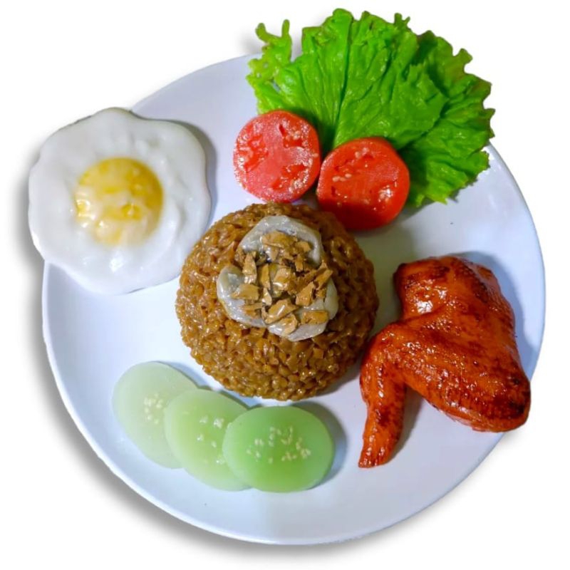 Replika makanan nasi goreng  (1 set) / dummy makanan / dekorasi meja makan / etalase toko