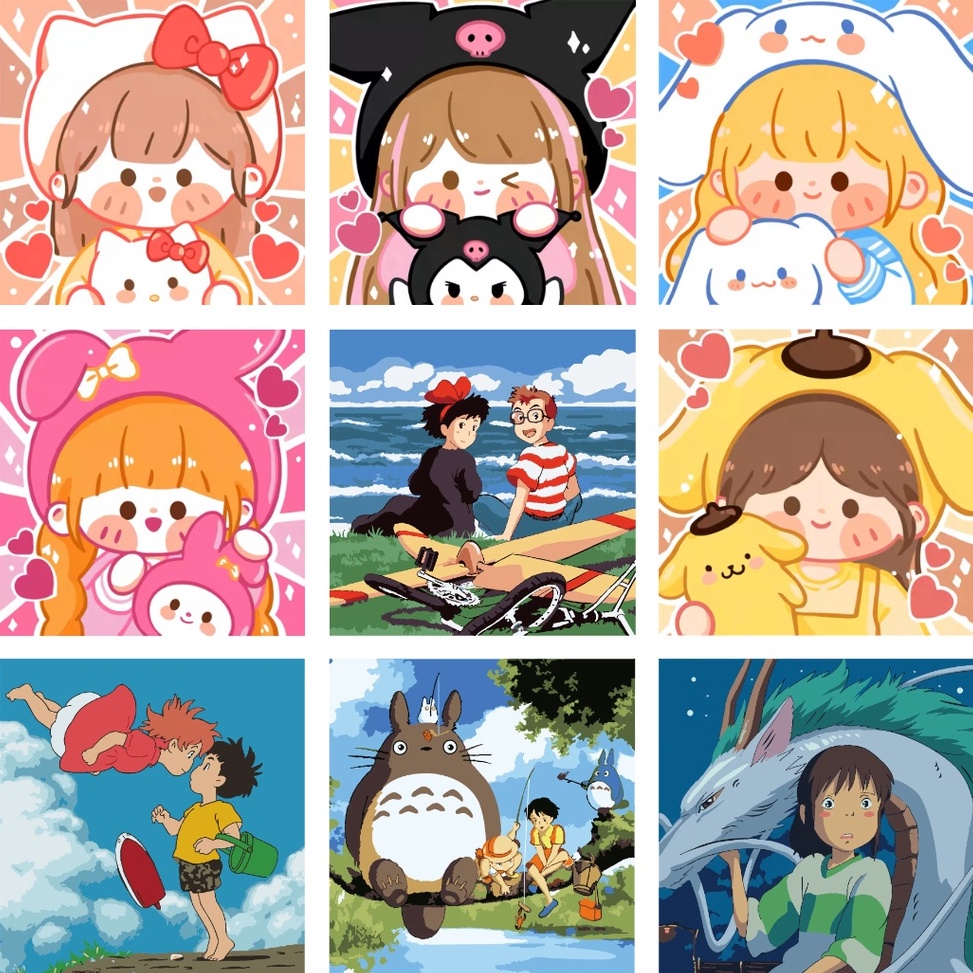 

KODE Q4V HARU Paint by Number Kit Canvas DIY Cartoon Character Ghibli Doraemon Anya Kanvas Lukis Set Menggambar Melukis Gambar Lucu Kreatif