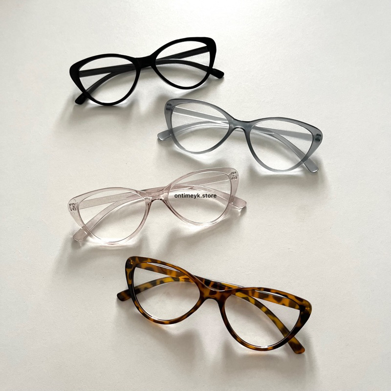Kacamata Wanita Cat Eye Glasses Black Leopard Tea Grey