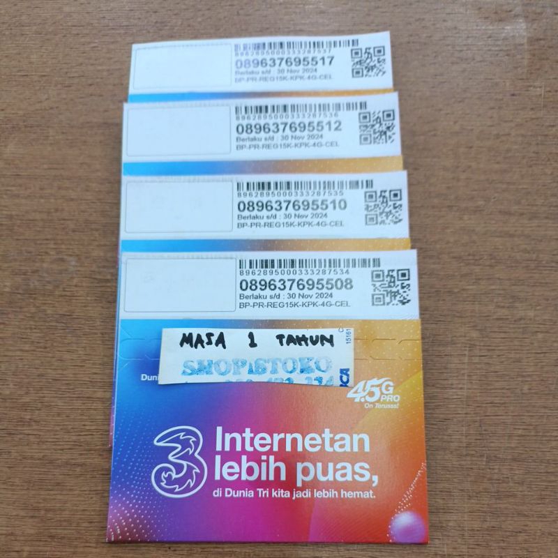 Perdana 3 Three Tri Aon 1 Tahun Asli Resmi / Happy 12 Bulan Free 250Gb Nasional dan free Call ke 3 d