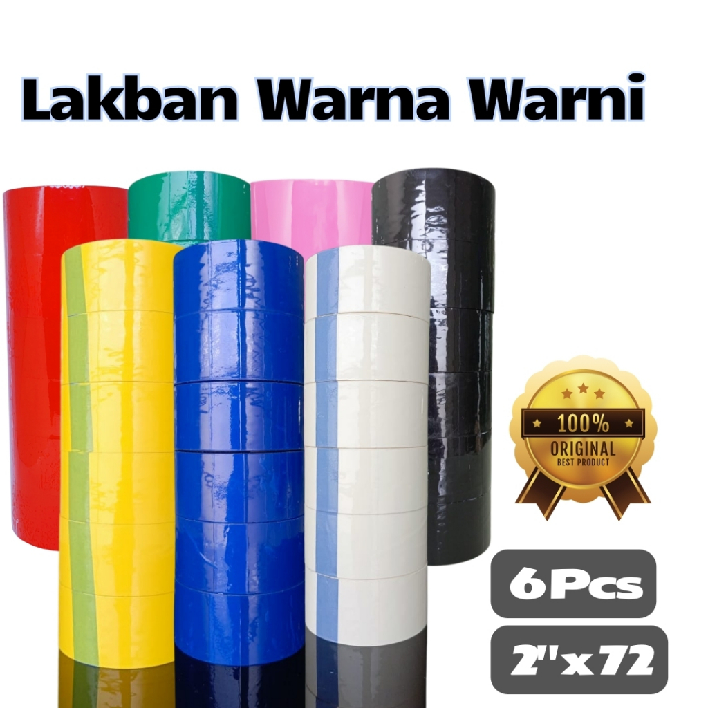 

1 SLOP (6 pcs) LAKBAN WARNA WARNI 2 INCI