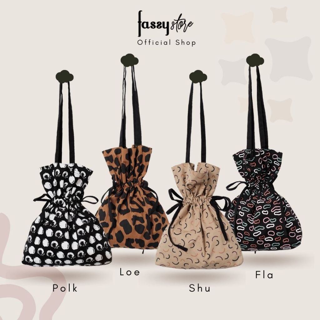 Fassystore Tas Totebag Seline Mini Stringbag Kanvas Baby Aesthetic Abstract