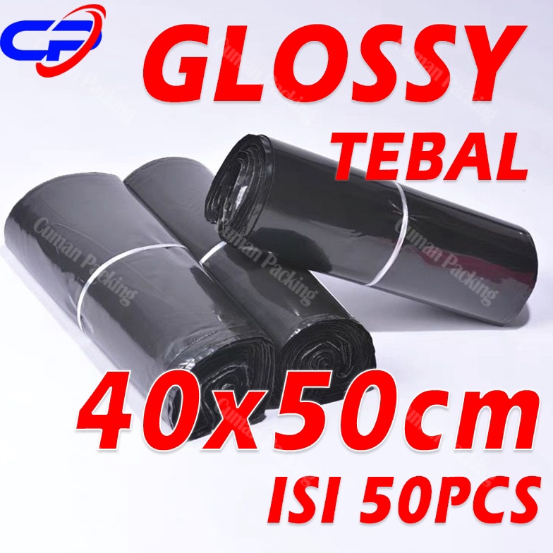 

KODE X5J Polymailer LDPE 4x5cm 5pcs Packing Anti Plong Hitam Glossy Lem Perekat