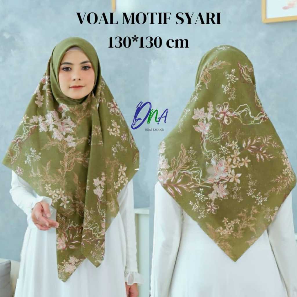 HIJAB SYARI WANITA VOAL MOTIF PREMIUM HIJAU
