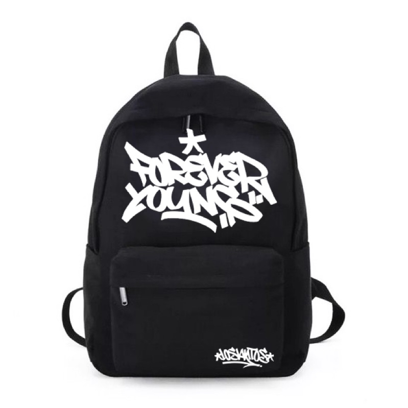 Tas ransel pria tas sekolah forever young Free sticker
