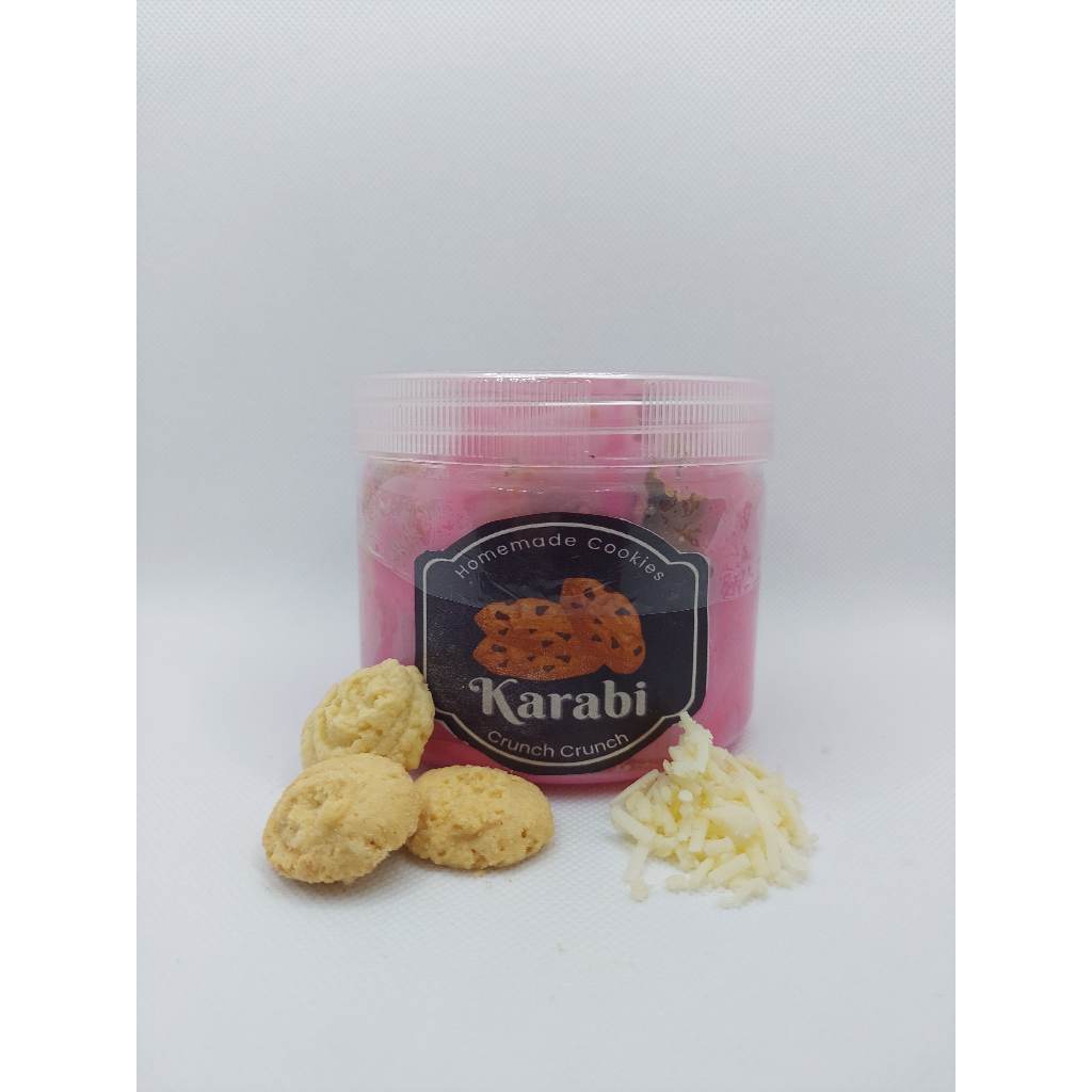 

Karabi kaneker serabi snack ringan kue kering jajanan kekinian rasa saus stoberi