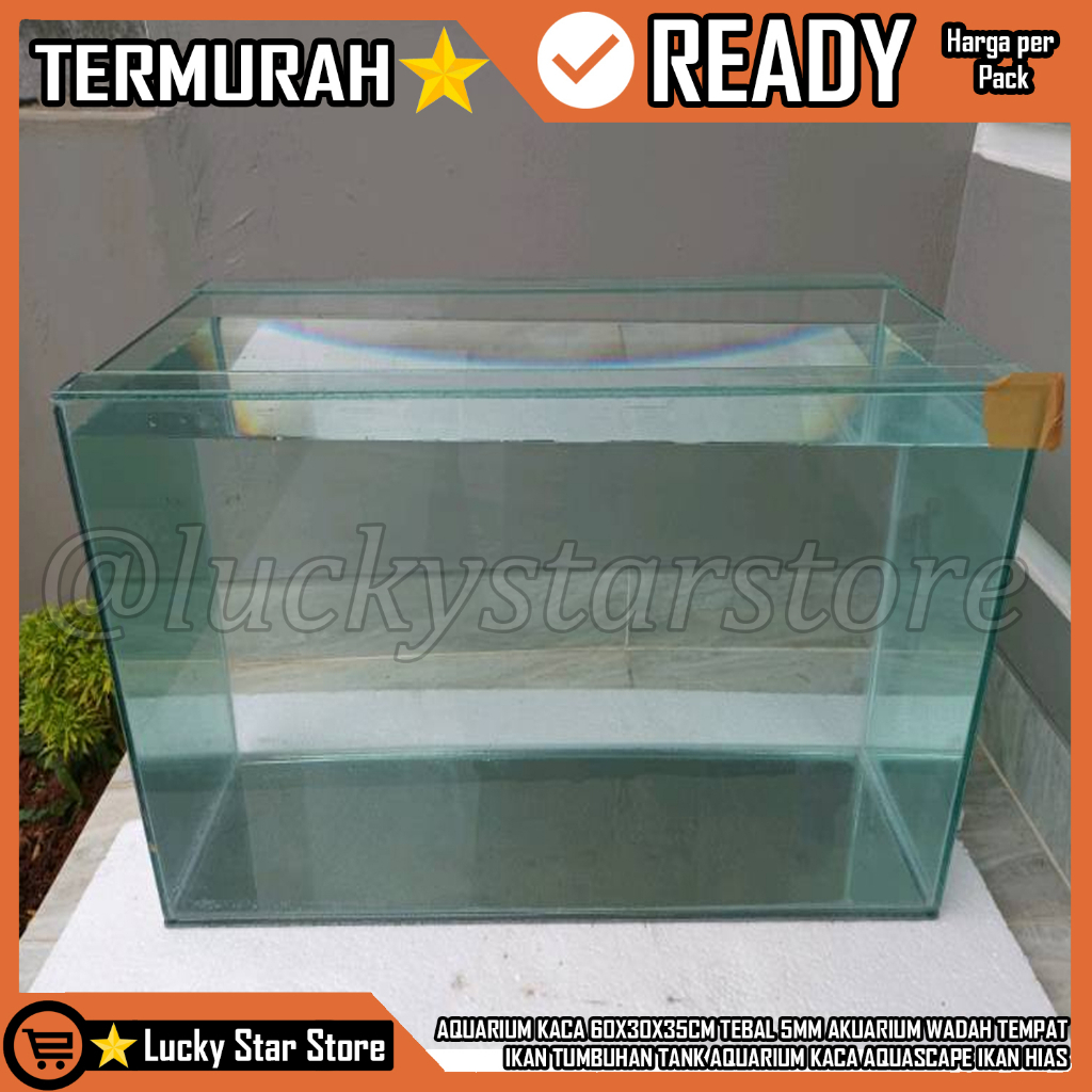 [Kargo] Aquarium Kaca Aquascape Ikan Hias 60x30x35cm Tebal 5mm Akuarium Wadah Tempat Ikan Tumbuhan T
