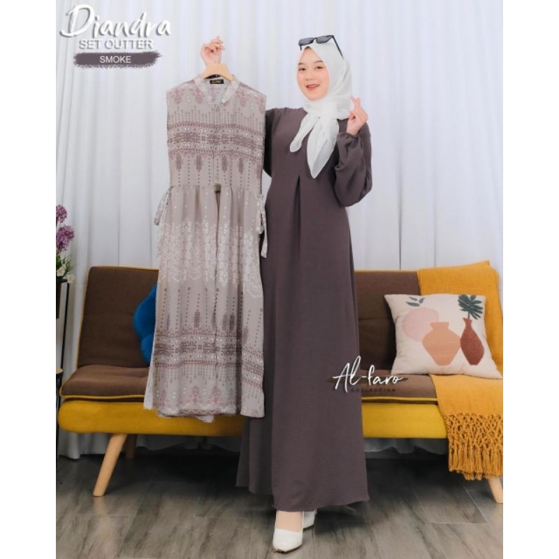 GAMIS/DRESS DIANDRA 2 OUTER LEPAS PASANG CRINCLE AIRFLOW BY ALFARO COLLECTION ORIGINAL BRAND