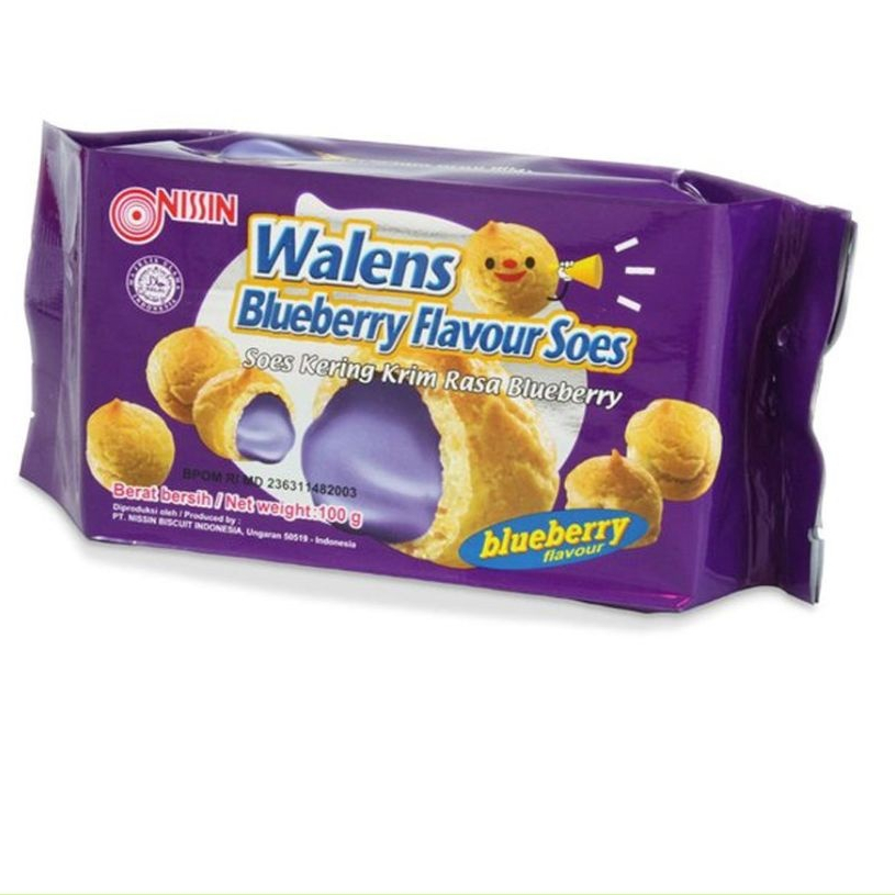 

Nissin Walens Soes - Walens Choco Blueberry - Coklat / Blueberry - Walen Soes - Wallens Kue Sus Kering 100 Gr