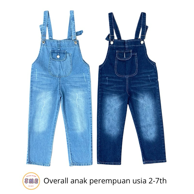 JME Kids - Overall Celana Panjang Kodok Bahan Jeans Unisex Untuk Anak Usia 2th-7th