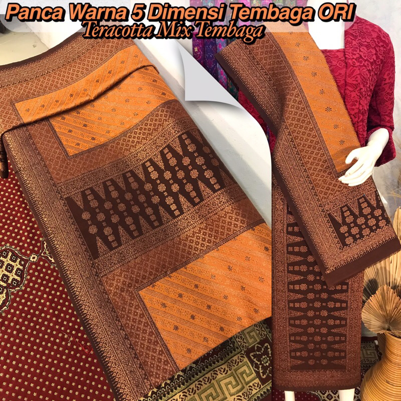 Songket Panca Warna 5 Dimensi Tembaga ORI-Asli Tenun Tangan Palembang(Ilham Songket)