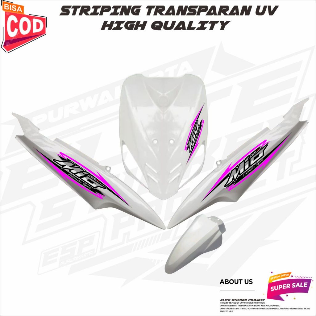 STRIPING TRANSPARAN YAMAHA MIO SPORTY /MIO SMILE STICKER VARIASI MOTIF THAILAND KEREN