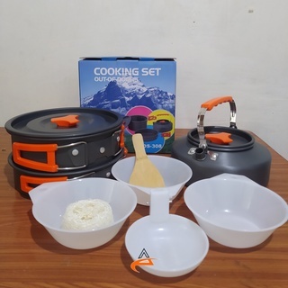 Cooking Set Nesting DS 308 Teko Kettle Panci Camping Alat Masak Camping Outdoor