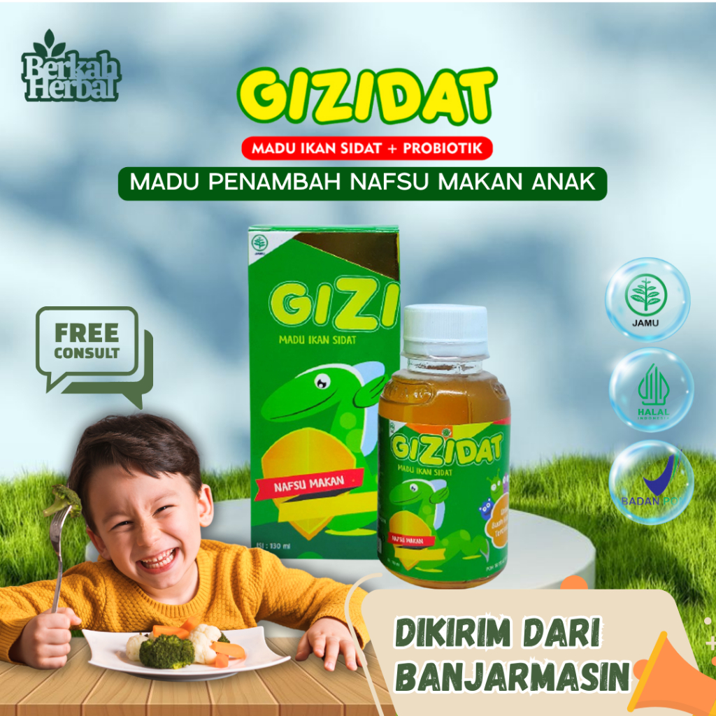 

Madu Gizidat Penambah Nafsu Makan Penggemuk Berat Badan Anak Herbal BPOM Halal Banjarmasin