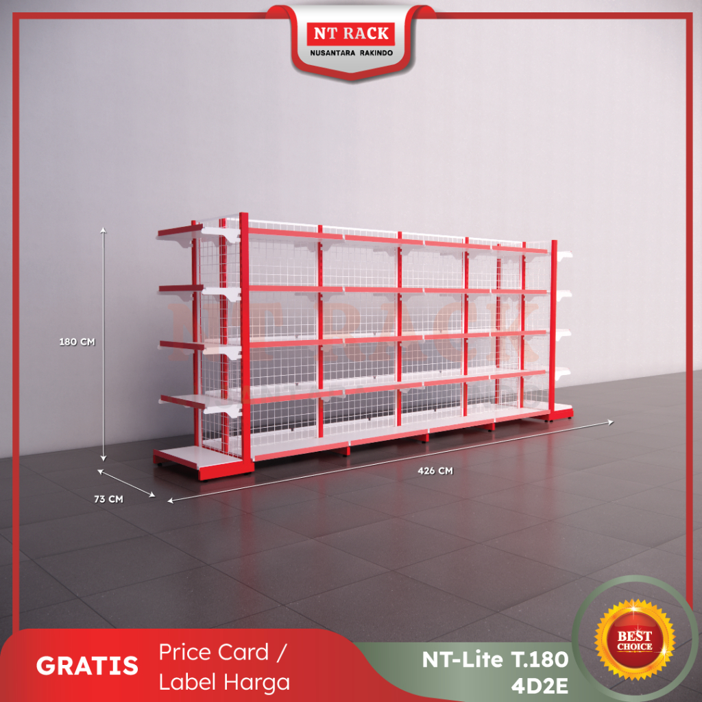 Rak Toko Minimarket Gondola Termurah Double 2 Sisi Tinggi 180 cm (4D2E)
