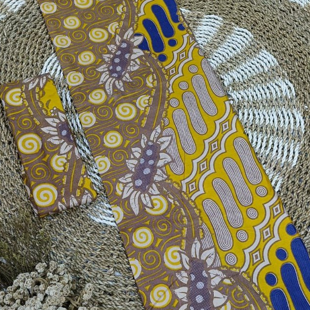 Kain Batik Motif Seno Kontemporer 2 Meter Pekalongan Merah Biru Kuning Tosca 210cm x 110cm Katun