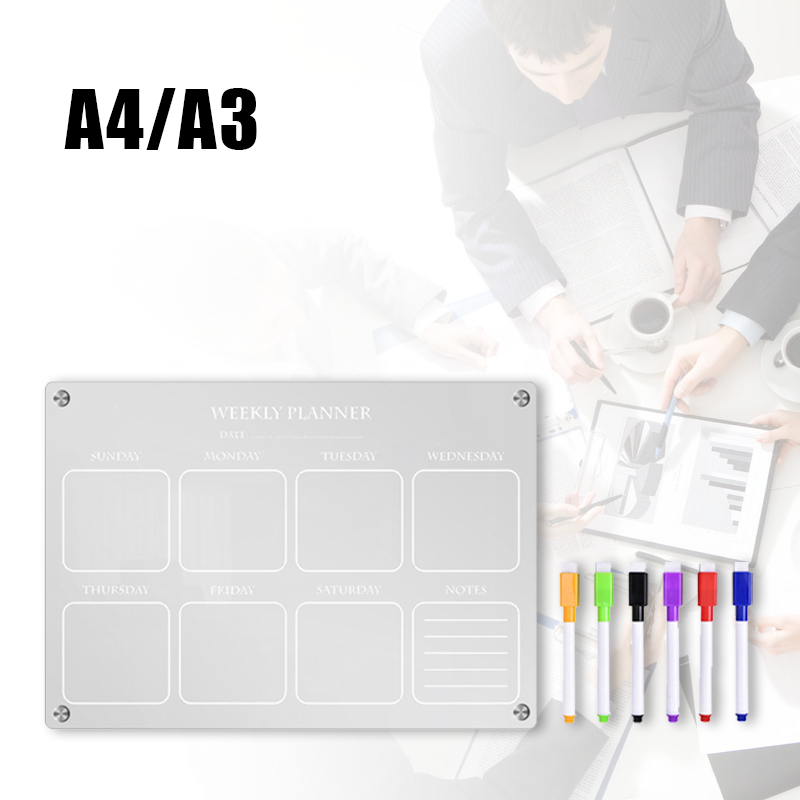 

A3/A4 Akrilik Weekly Planner Magnet Kulkas Dinding Schedule Board Untuk Dinding Kantor