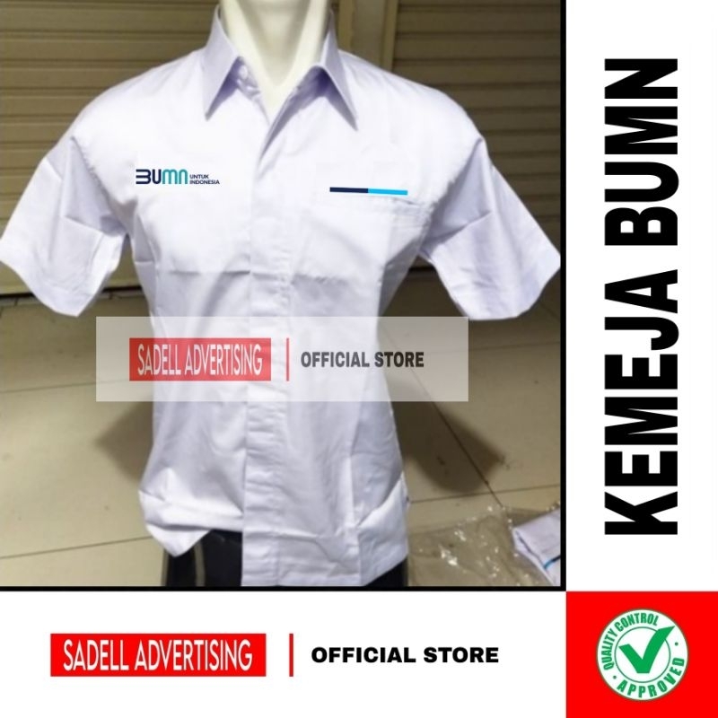 Kemeja BUMN Untuk Indonesia Seragam BUMN Untuk Indonesia Baju BUMN Untuk Indonesia Putih Lengan Pend