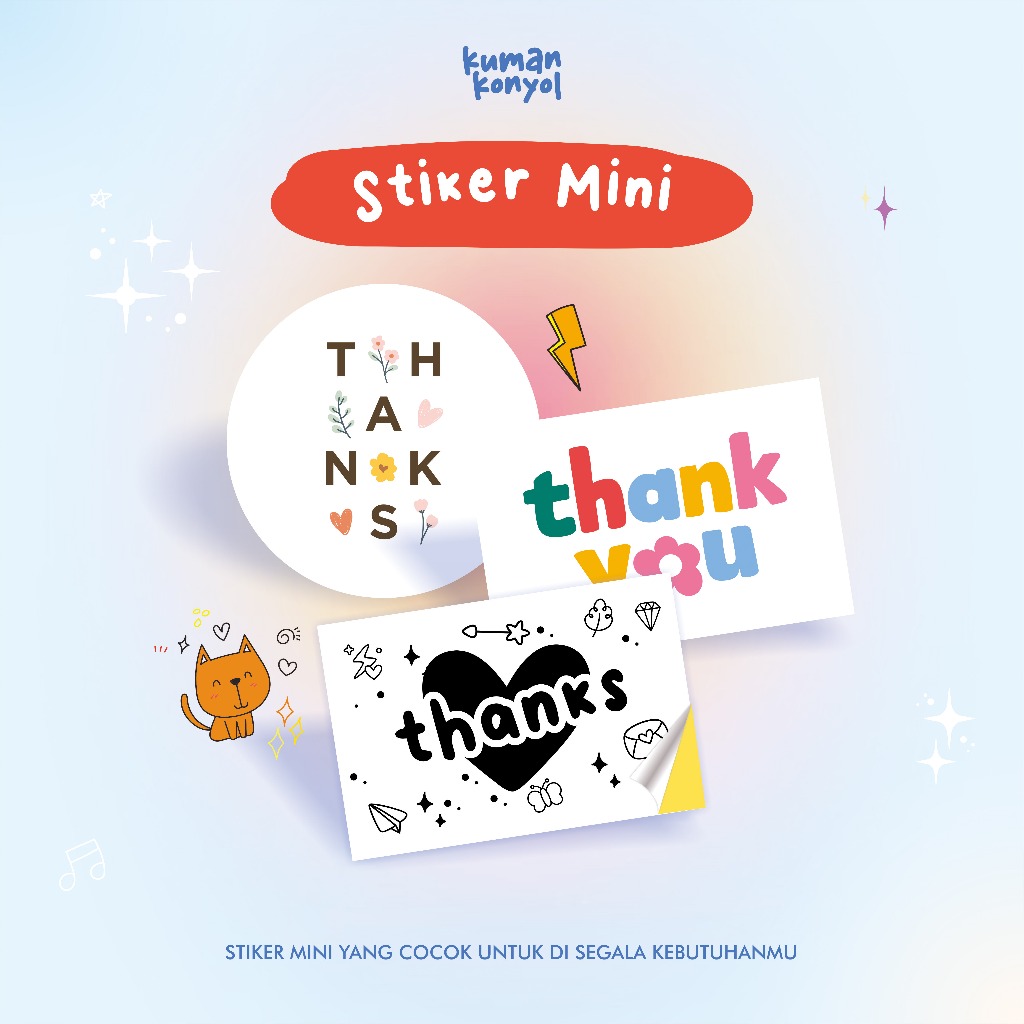 

[ISI 25pc] STIKER MINI ◼️ STIKER THANK YOU ◼️ STIKER BULAT ◼️ STIKER THANKS