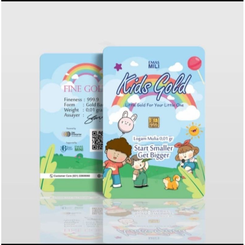 Emas Mili Series Kids Gold Emas Batangan Logam Mulia 24K