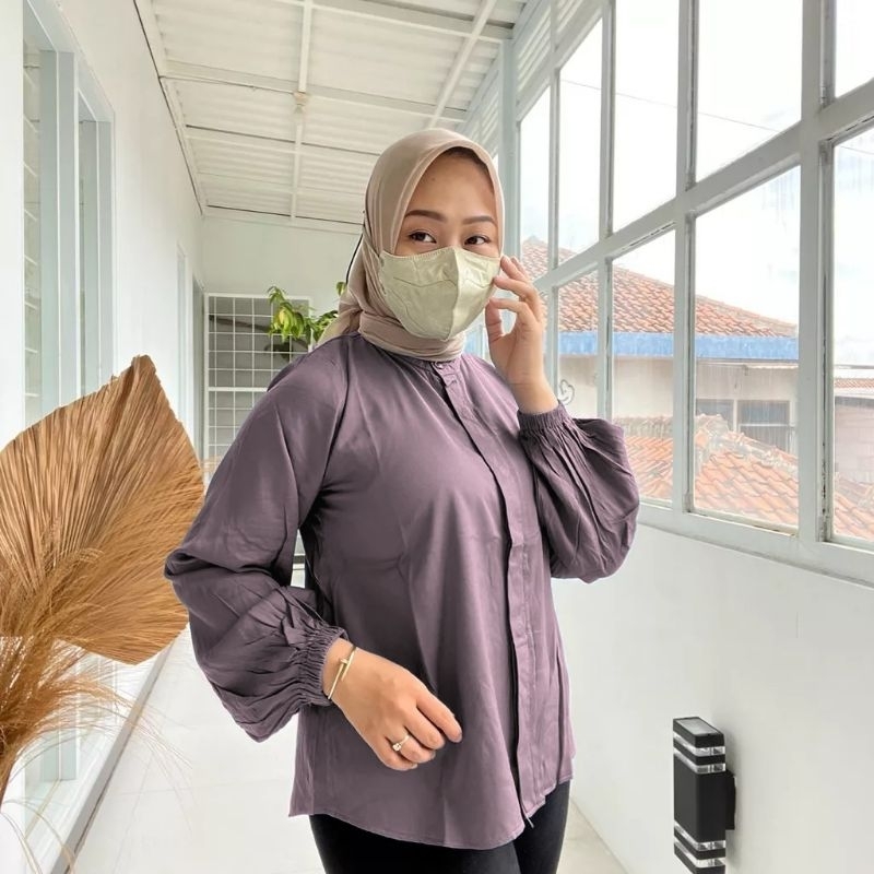 HOT ATASAN KEMEJA WANITA BLOUSE POLOS RAISA BAHAN RAYON TWILL PREMIUM SIZE S/M, L/XL, XXL by
