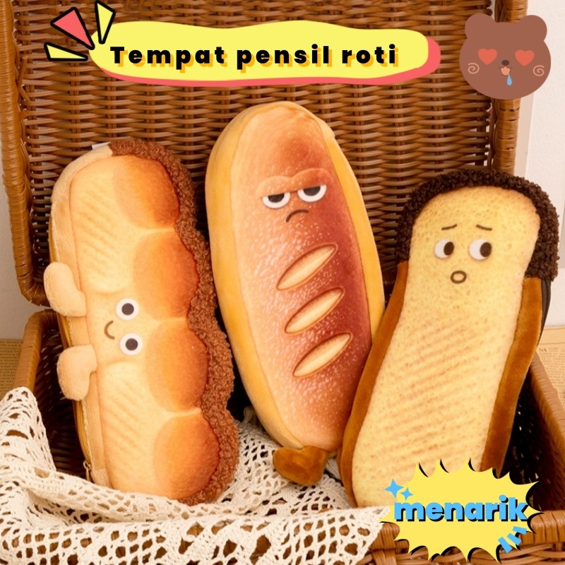 

Pensil Pencil case karakter Tempat Pensil Roti Lucu Roti french toast roti burger sandwich lucu pensil case Kain Kotak Pensil Sekolah Aesthetic Korea Tempat pensil kain Kotak