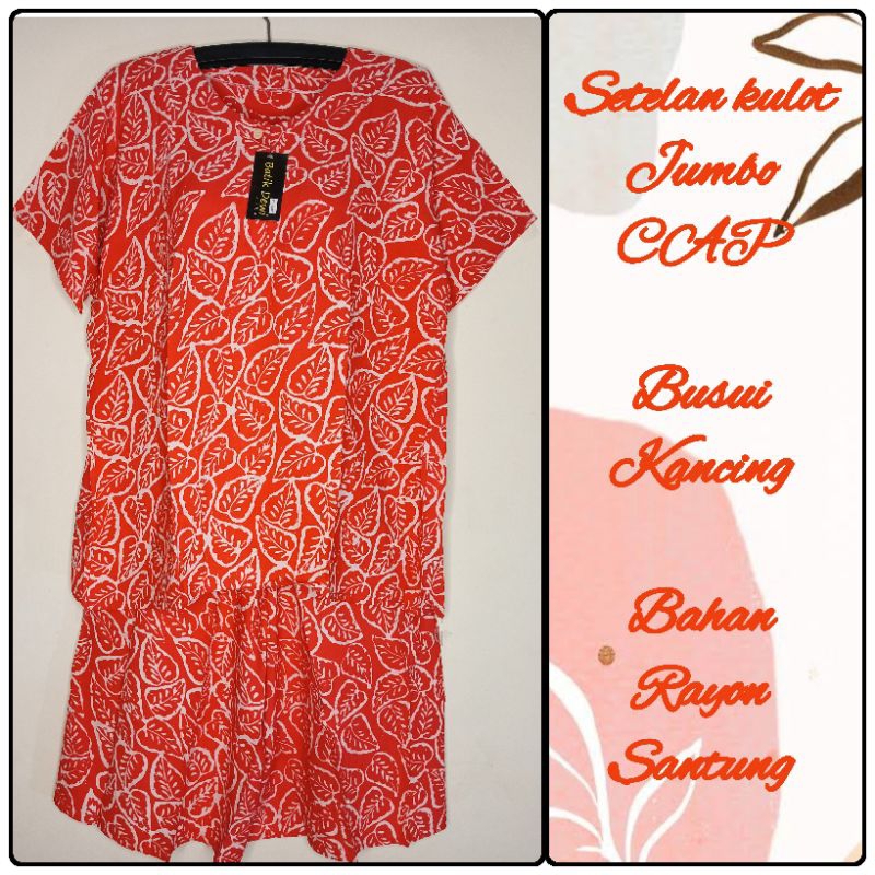 SETELAN KULOT || SETELAN KULOT JUMBO || SETELAN BATIK CAP || SETELAN KULOT ROK || BUSUI KANCING