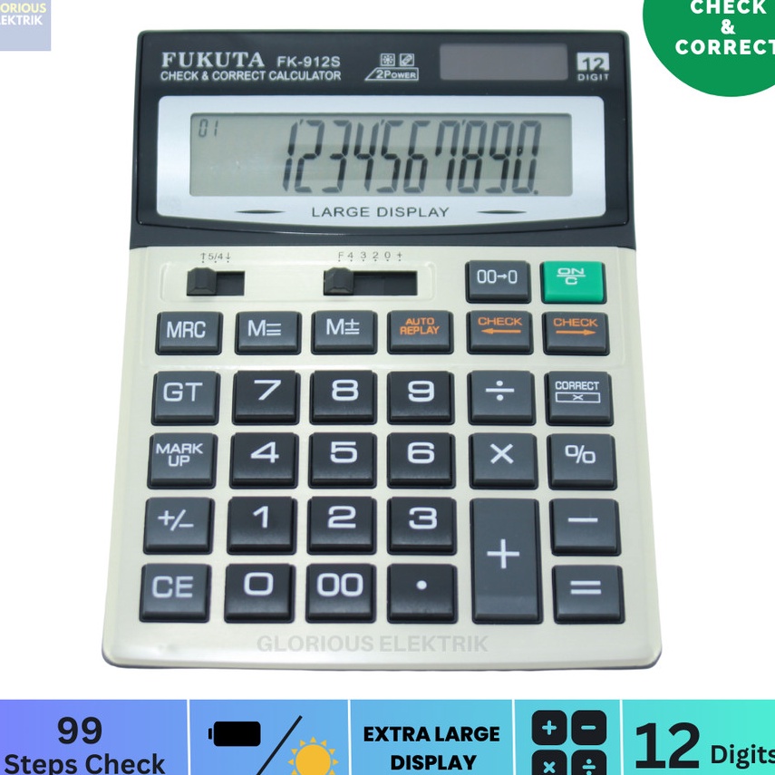 

Kalkulator Calculator 12 Digit Large Display Dual Power FK912S ART Z6R3